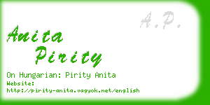 anita pirity business card